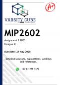 MIP2602 Assignment 2 &lpar;ANSWERS&rpar; 2025 - DISTINCTION GUARANTEED