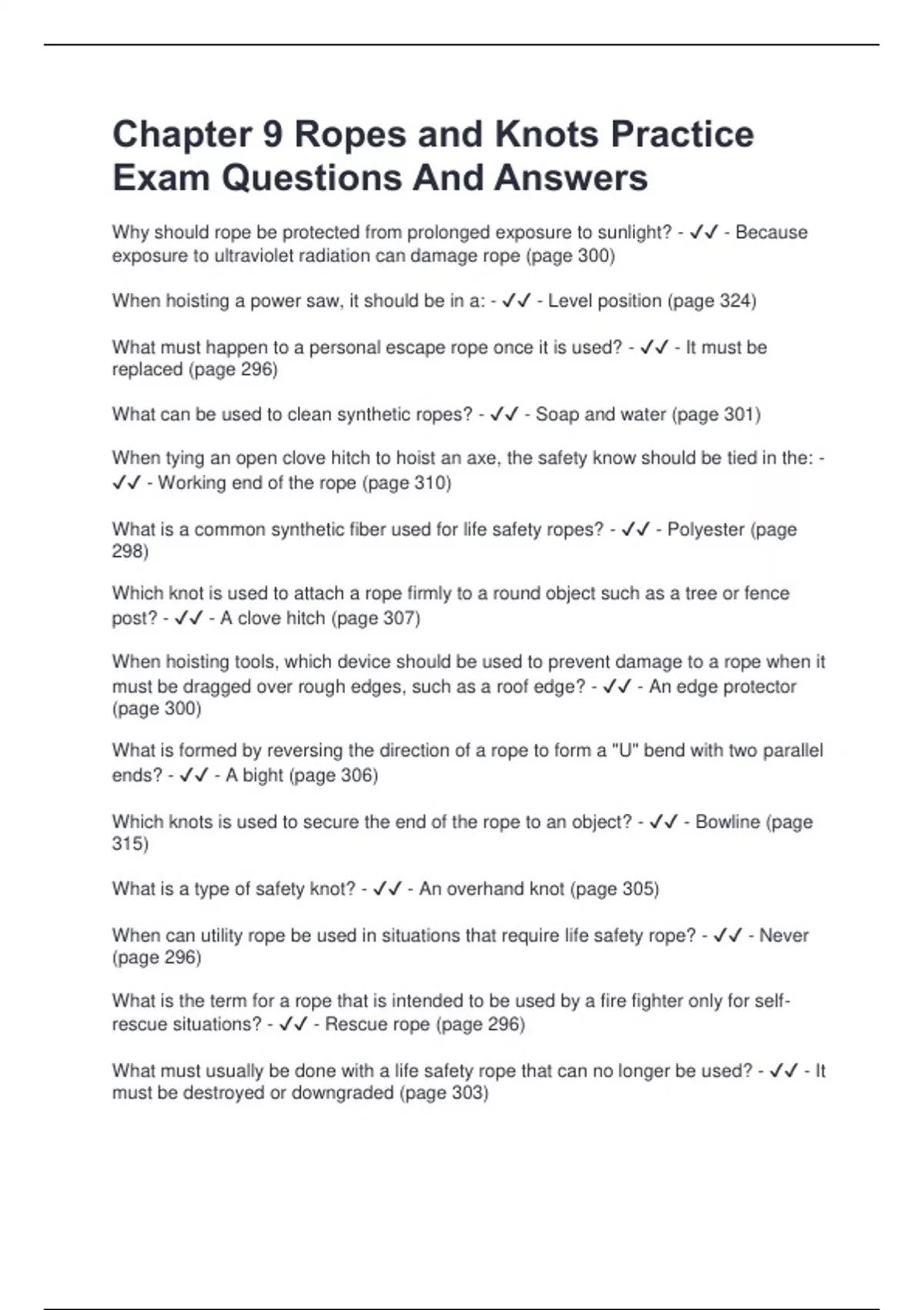 Job Application Rope Question Chapter 9 Ropes and Knots Practice Exam Questions And Answers - Rope ...