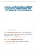CSC148 - Test 1 Actual Exam 2025 With  Questions And Verified Answers With  100&percnt; Guarantee Pass Already Passed&excl;&excl; 