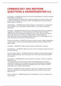 CRIMINOLOGY 1001 MIDTERM QUESTIONS & ANSWERS&lpar;RATED A&plus;&rpar;
