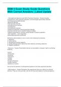 DSM 5 Exam Study Guide Questions With Correct Answers &vert; Latest Update