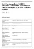 UAMS Hematology Exam 1 2025 EXAM QUESTIONS AND VERIFIED ANSWERS &lpar;100&percnt; CORRECT ANSWERS&rpar; A&plus; GRADED &vert; ALREADY PASSED&excl;&excl;