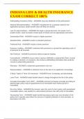 INDIANA LIFE & HEALTH INSURANCE EXAM CORRECT 100&percnt;