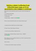 Salesforce Admin Certification Exam  UPDATED Study Guide ACTUAL  QUESTIONS AND CORRECT ANSWERS 