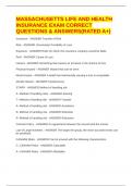 MASSACHUSETTS LIFE AND HEALTH INSURANCE EXAM CORRECT QUESTIONS & ANSWERS&lpar;RATED A&plus;&rpar;