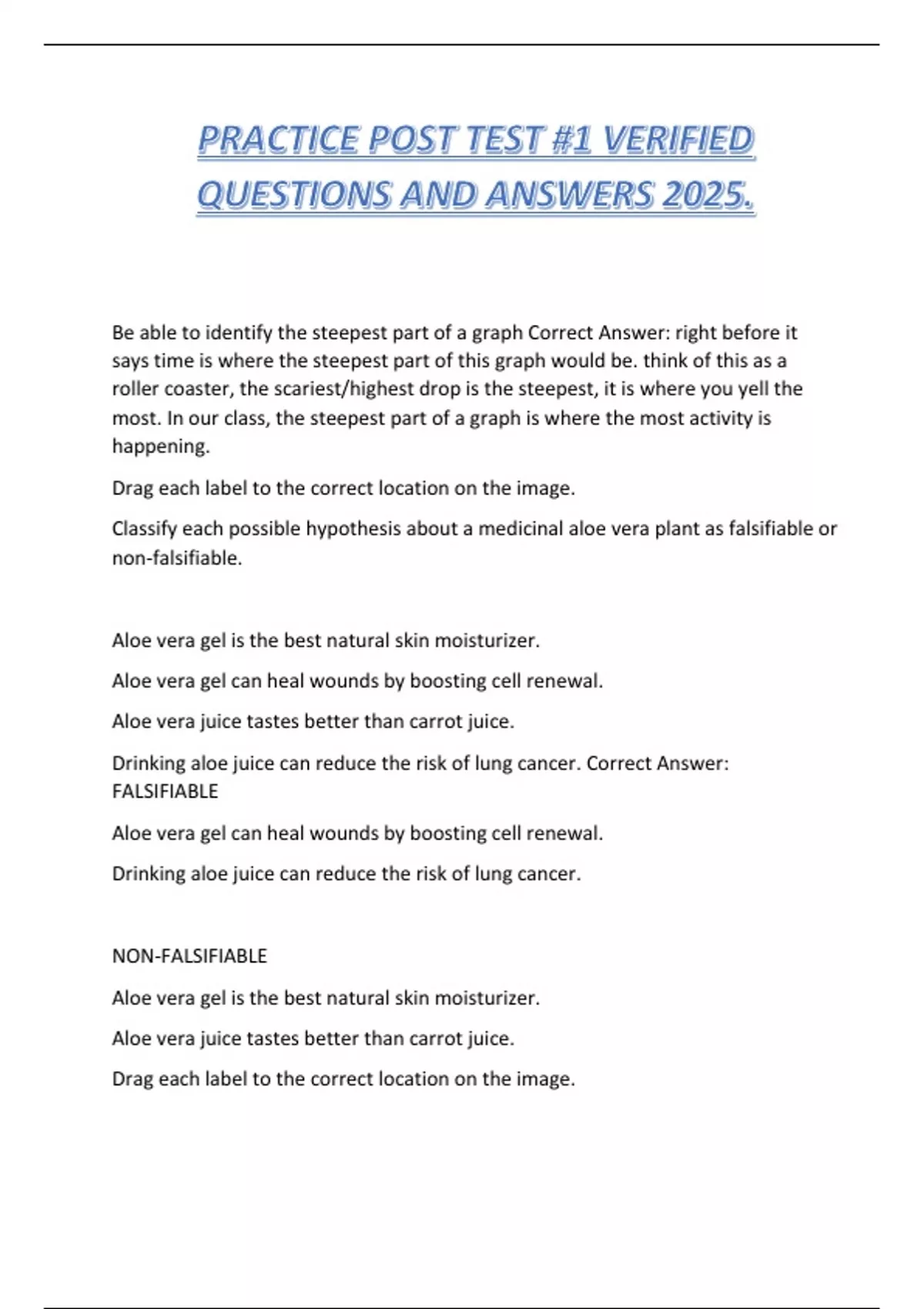 Practice Post Test PRACTICE POST TEST #1 VERIFIED QUESTIONS AND ANSWERS 2025. - M-step ...