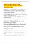NORTH CAROLINA HEALTH INSURANCE STATE EXAM PREP CORRECT 100&percnt;