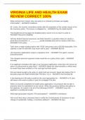 VIRGINIA LIFE AND HEALTH EXAM REVIEW CORRECT 100&percnt;