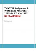 TMN3701 Assignment 2 &lpar;COMPLETE ANSWERS&rpar; 2025 - DUE 9 May 2025