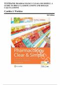 Pharmacology Clear and Simple&colon; A Guide to Drug Classifications and Dosage Calculations &vert; 4th Edition &vert; Cynthia J&period; Watkins &vert; Complete Test Bank