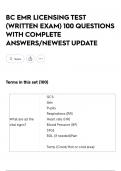 BC EMR LICENSING TEST &lpar;WRITTEN EXAM&rpar; 100 QUESTIONS WITH COMPLETE ANSWERS&sol;NEWEST UPDATE