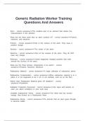 Generic Radiation Worker Training Questions And Answers