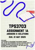 TPS3703 Assignment 1A Memo &vert; Due 21 May 2025