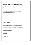 Business Stats Final Straighterline questions with answers