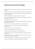 Agronomy General Knowledge Questions with Correct Answers