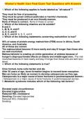 Women's Health Care Final Exam Test Questions with Answers
