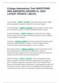 College Admissions Test QUESTIONS  SND ANSWERS GRADED A&plus; 2025  LATEST UPDATE &lbrace; MCAT&rcub; 