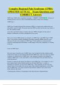 Complex Regional Pain Syndrome &lpar;CPRS&rpar;  UPDATED ACTUAL    Exam Questions and  CORRECT Answers