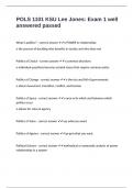 POLS 1101 KSU Lee Jones&colon; Exam 1 well answered passed