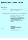 Indiana State Funeral Examination Study Guide &sol; Questions with Definitive&period;