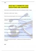 ASCP MLT CHEMISTRY 2025 QUESTIONS AND ANSWERS