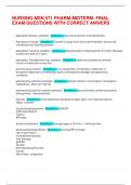NURSING MSN 571 PHARM-MIDTERM- FINAL EXAM QUESTIONS WITH CORRECT ANWERS