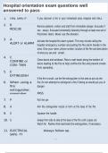 Hospital orientation exam questions well answered to pass