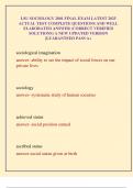LSU SOCIOLOGY 2001 FINAL EXAM LATEST 2025 ACTUAL TEST COMPLETE QUESTIONS AND WELL ELABORATED ANSWER &lpar;CORRECT VERIFIED SOLUTIONS&rpar; A NEW UPDATED VERSION &vert;GUARANTEED PASS A&plus;