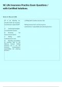NC Life Insurance Practice Exam Questions &sol; with Certified Solutions&period;