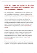 CEU- FL Laws and Rules of Nursing  Actual Exam Latest 2025 Questions and  Correct Answers Rated A&plus; 