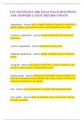 LSU SOCIOLOGY 2001 FINAL EXAM QUESTIONS AND ANSWERS LATEST 2025-2026 UPDATE