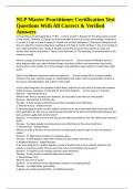 NLP Master Practitioner Certification Test Questions With All Correct & Verified Answers