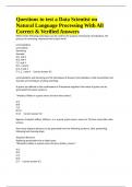 Questions to test a Data Scientist on Natural Language Processing With All Correct & Verified Answers