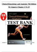 Test Bank for Clinical Kinesiology and Anatomy 7th Edition By Lippert, All Chapters 1 to 15 Covered