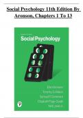 Complete Test Bank - Social Psychology 11th Edition - Aronson&comma; All 13 Chapters Covered