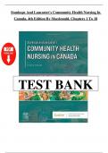 Test Bank for Stanhope and Lancaster's Community Health Nursing In Canada&comma; 4th Edition by Macdonald&comma; All Chapters 1 to 18 Covered&comma; Verified Latest Edition