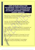 SAFE SCALED AGILE FOR ENTERPRISE CERTIFICATION EXAM QUESTIONS 2025 &vert;GUARANTEED ACCURATE ANSWERS &vert;VERIFIED &vert;LATEST VERSION