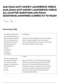 AML EXAM ANTI-MONEY LAUNDERING WEBCE &lpar;AML EXAM ANTI-MONEY LAUNDERING WEBCE ALL CHAPTER QUESTIONS AND EXAM QUESTIONS&rpar; ANSWERED CORRECTLY TO PASS &excl;&excl;
