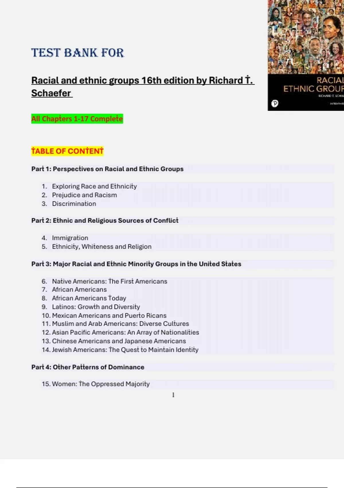 Racial and Ethnic Groups – 16th Edition by Richard T. Schaefer ...