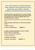 2025 LATEST BIOD331 PATHOPHYSIOLOGY EXAM&period; COMPLETE TEST BANK WITH ACTUAL QUESTIONS AND CORRECT VERIFIED ANSWERS&period; GUARANTEED EXAM EXCLLENCE