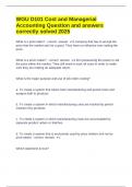 WGU D101 Cost and Managerial Accounting Question and answers correctly solved 2025