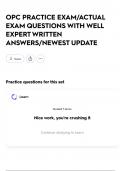  OPC PRACTICE EXAM&sol;ACTUAL EXAM QUESTIONS WITH WELL EXPERT WRITTEN ANSWERS&sol;NEWEST UPDATE