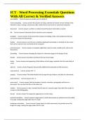 ICT - Word Processing Essentials Questions With All Correct & Verified Answers