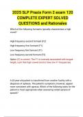 2025 SLP Praxis Form 2 exam 120 COMPLETE EXPERT SOLVED QUESTIONS and Rationales