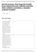 ENA ESI 2&period;0 Exam &sol;ENA Triage ESI 2&period;0 2025 EXAM QUESTIONS AND VERIFIED ANSWERS &lpar;100&percnt; CORRECT ANSWERS&rpar; A&plus; GRADED &vert; ALREADY PASSED&excl;&excl;