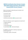 NBSTSA Certification Exam Version A &lpar;Latest 2025&sol;2026 Update&rpar; Questions with Verified Answers&vert;100&percnt; Correct &vert; Grade A&period;