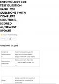 ENTOMOLOGY CDE TEST QUESTION BANK &vert; 250 QUESTIONS &vert; WITH COMPLETE SOLUTIONS&comma; SCORED A&plus;&sol;NEWEST UPDATE