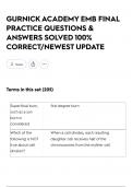 GURNICK ACADEMY EMB FINAL PRACTICE QUESTIONS & ANSWERS SOLVED 100&percnt; CORRECT&sol;NEWEST UPDATE