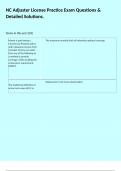 NC Adjuster License Practice Exam Questions & Detailed Solutions&period;