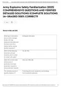 Army Explosive Safety Familiarization &lpar;2025&rpar; COMPREHENSIVE QUESTIONS AND VERIFIED DETAILED SOLUTIONS &vert;COMPLETE SOLUTIONS &vert;A&plus; GRADED &vert;100&percnt; CORRECT&excl;&excl;